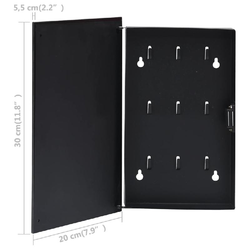 Vidaxl boîte à clés avec panneau magnétique noir 30x20x5,5 cm 322779_5