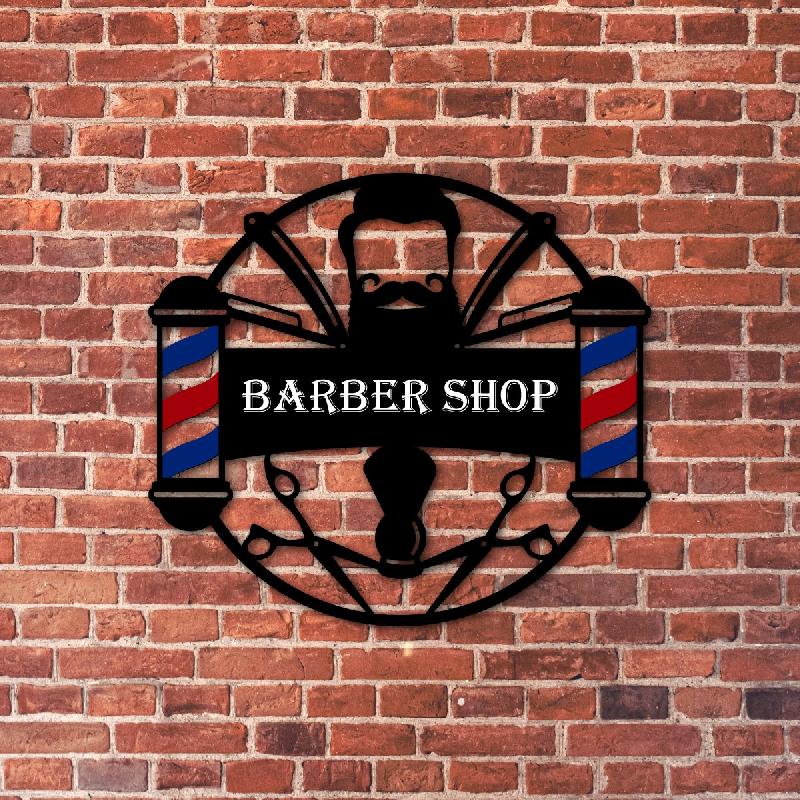 Enseigne barber shop option LED - Gris Clair_5
