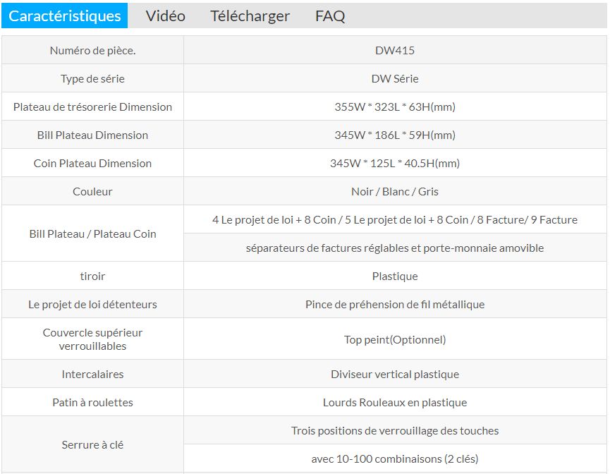 Dw415 - tiroir caisse électronique Sunany - 7.0 kg - boîtier métallique robuste et ouverture rapide_5