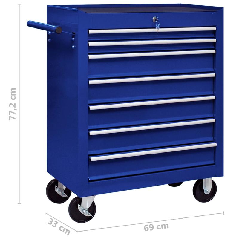 Vidaxl chariot à outils d'atelier avec 7 tiroirs bleu 147173_5
