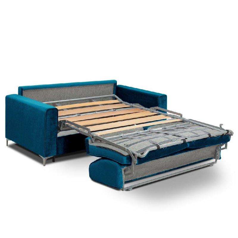 Canapé convertible express Jackson 160cm - Comfort Bultex® 12cm - sommier lattes - tête de lit intégrée - velours azur_5