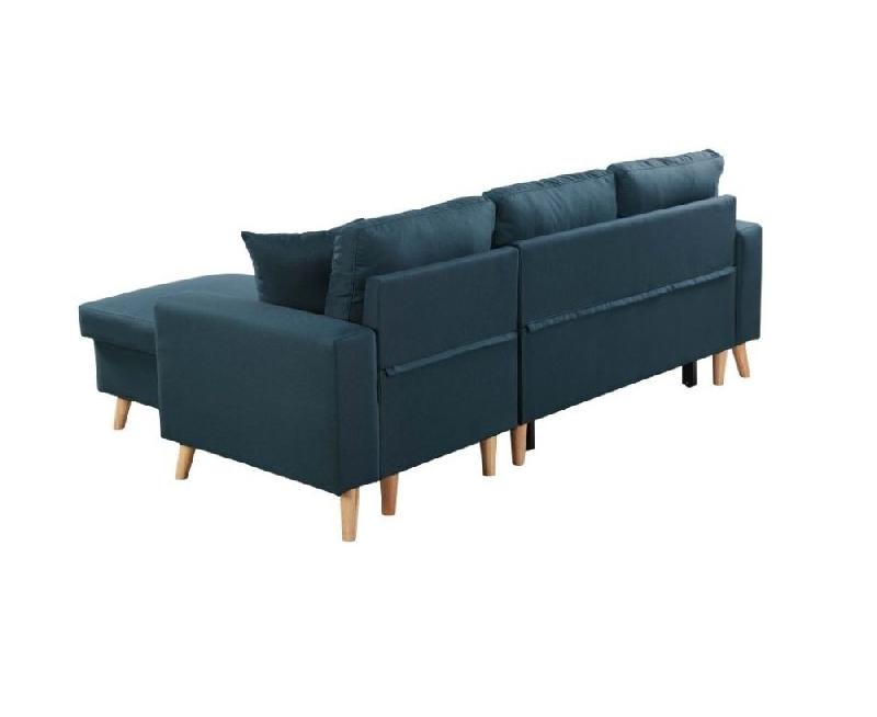 Canapé d'angle réversible convertible ARKO - méridienne avec coffre - bleu canard - 140x190 cm_5