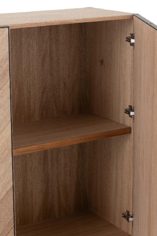 Buffet MOUNIE - 2 portes avec motifs chevron en bois naturel clair - Pieds métal noir - Style industriel_5