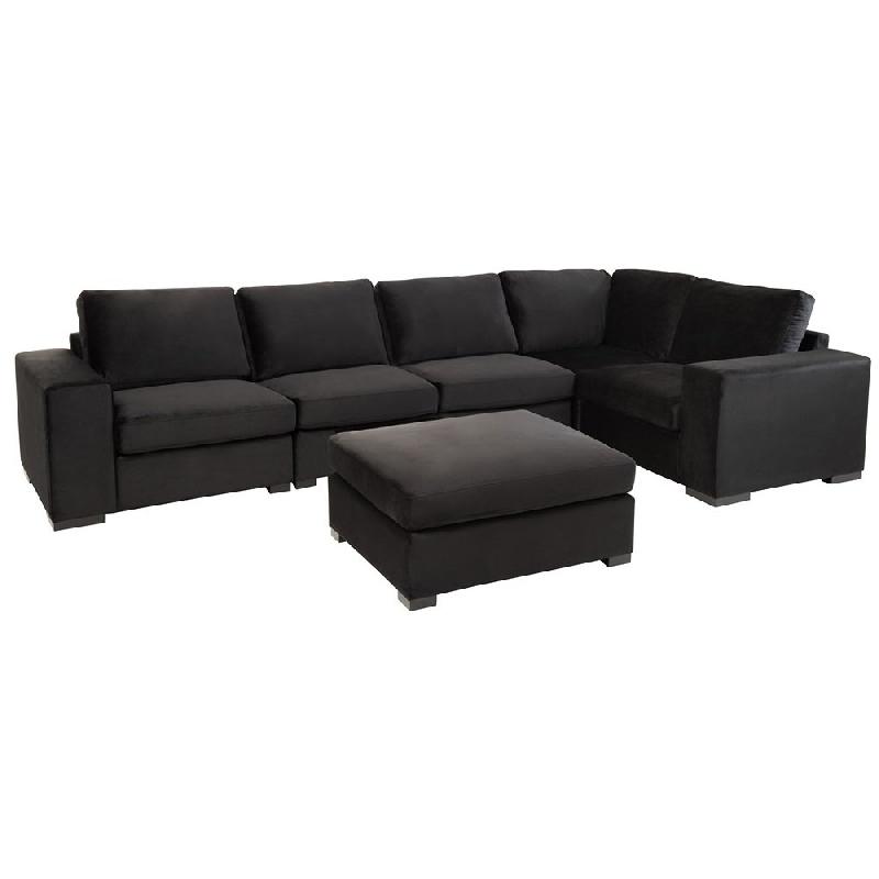 Canapé MEBUS noir - 2 places en velours côtelé - Style moderne et épuré_5