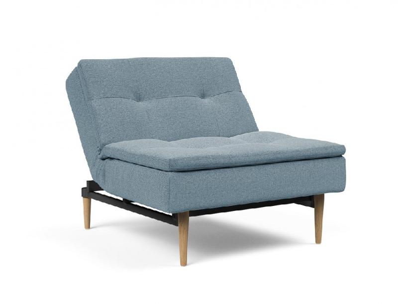Fauteuil design Dublexo Styletto convertible lit 90x115 cm - pieds chêne naturel - tissu Soft Indigo_5