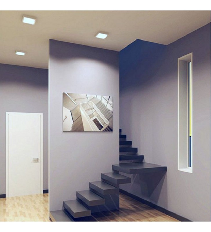 Plafonnier LED carré saillie 18W - IP20 - Réf DOSAIC18W4K - lumière 4000K - dimensions 217x217x35mm_5