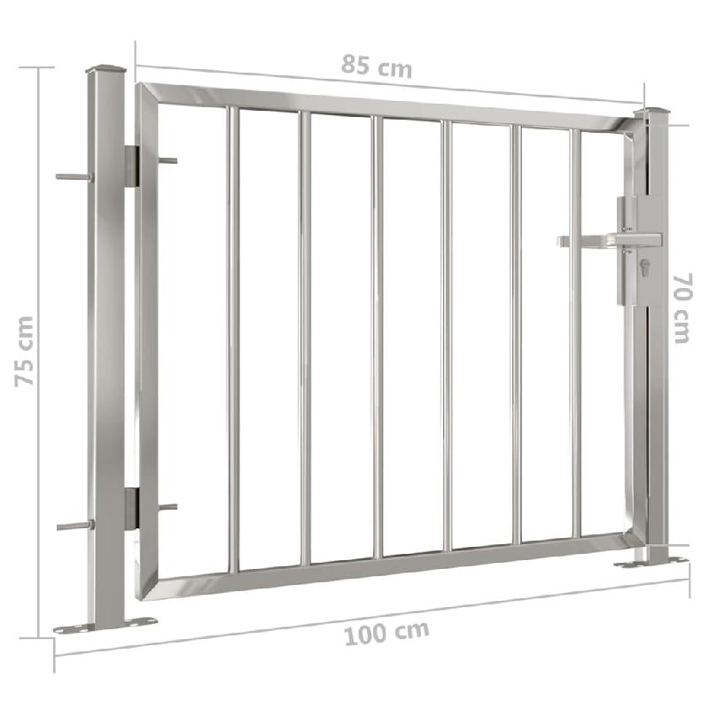 Vidaxl portail de jardin 100x75 cm acier inoxydable 316849_5