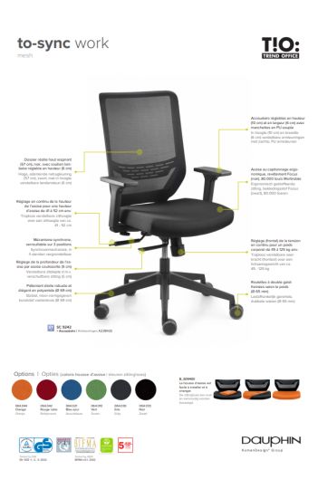 Fauteuil ergonomique TO-SYNC Dauphin - dossier résille haut, soutien lombaire réglable, mécanisme synchrone_5