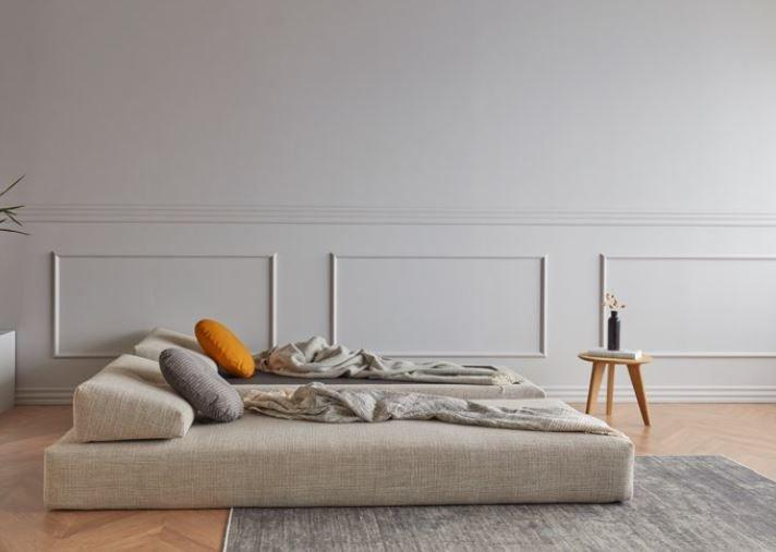 Méridienne design Sigmund Wood - convertible lit 160x200 cm - tissu Kenya beige - pieds chêne_5