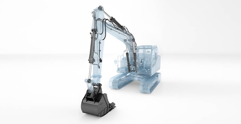 Pelle Volvo EC160E avec une portée maximale en creusement de 8 980 mm