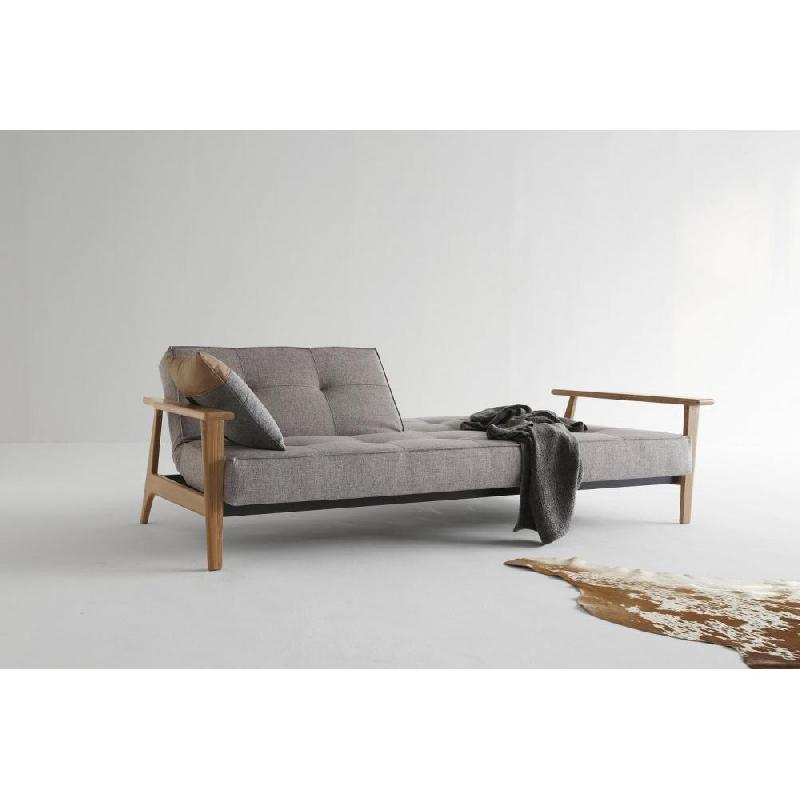 Canapé-lit convertible Innovation Living Splitback Frej - 115x210 cm - Piétement chêne - Tissu Mixed Dance Grey_5