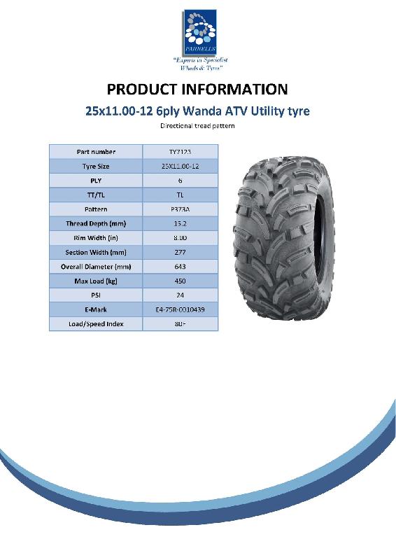 Pneus Quad 25x10-12  25x11-12 6ply Emarked road legal ATV extra large - lot de 4_5