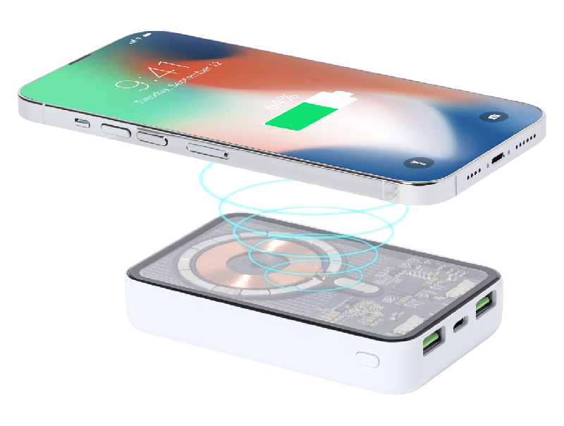 Power bank transparent avec chargeur rapide sans fil magnétique - 5000 mAh - 2 ports USB et 1 port USB-C_5