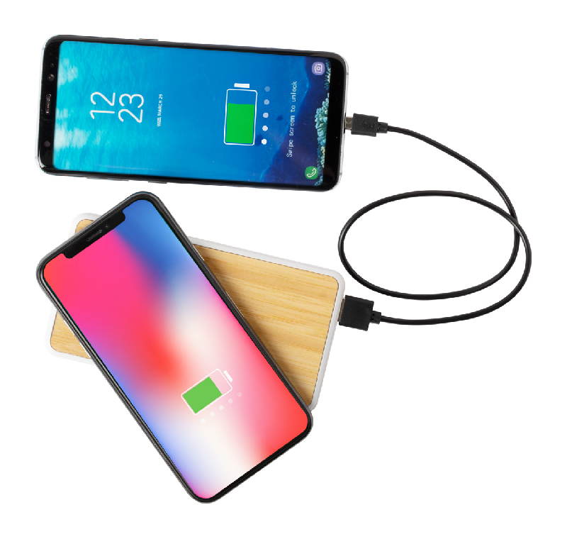 Power bank en bambou - 8000 mAh - 2 ports USB et chargeur USB-C - Couleur naturelle_5