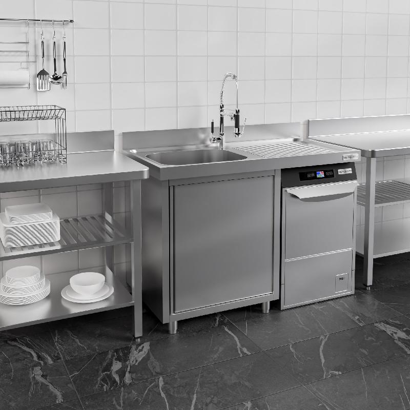 Plonge Inox 1 bac sur placard avec passage lave-vaisselle - P 700 - GGM - 1200 mm bac à gauche_5