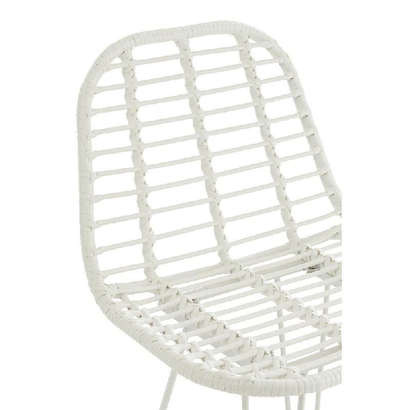 Chaise de bar jardin Rapha - métal blanc avec assise en rotin - style scandinave et art déco_5