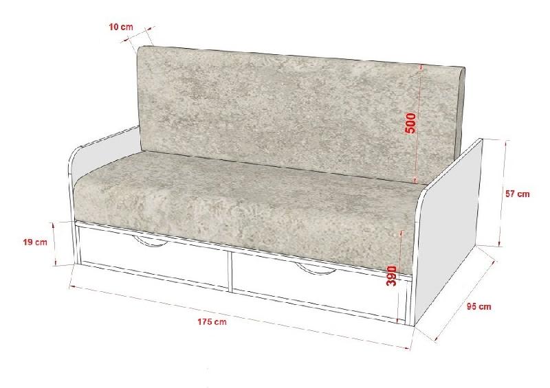 Armoire lit escamotable KOMPACT SOFA - canapé avec accoudoirs et tiroirs - blanc mat et tissu gris - couchage 160x200 cm_5