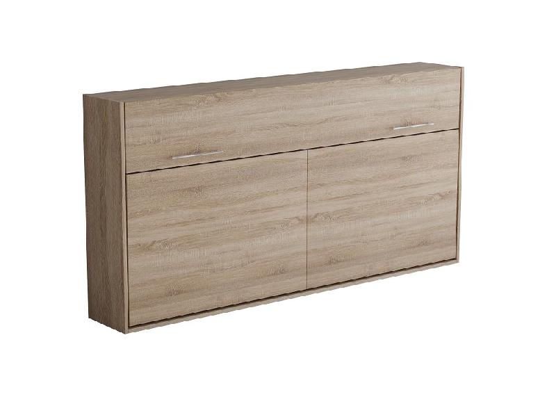 Composition lit escamotable VERTIGO chêne naturel - Largeur 311 cm - Couchage 90x200 cm - Avec colonnes de rangement_5