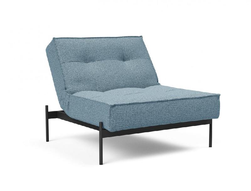Fauteuil-lit design Splitback de Innovation Living - Convertible 90x115 cm - Tissu Mixed Dance Light Blue - Pieds acier noir mat_5