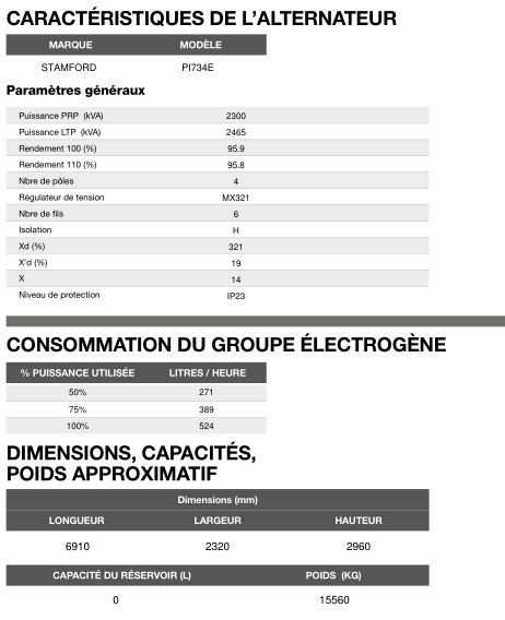 AT-2465 60 Hz triphasé groupe électrogène en container - Inmesol - 2465 kVA avec moteur MTU et alternateur Stamford_5