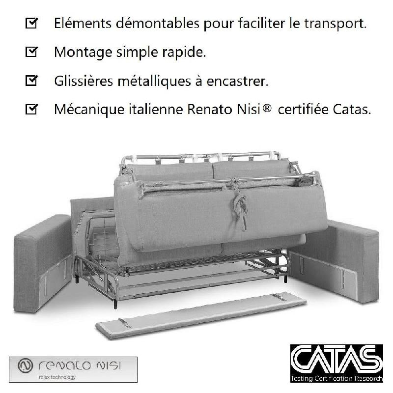 Canapé-lit compact 3 places Magnifico - Matelas 140cm Comfort Bultex® - Tissu gris platine_5