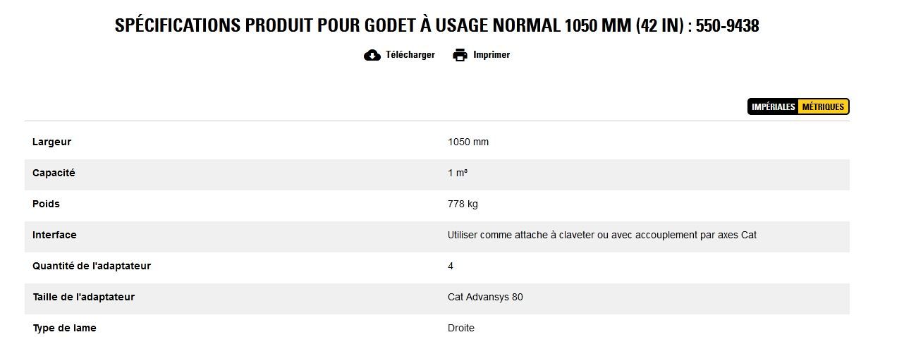 550-9438 godet d'excavation à usage normal - caterpillar finance france - 1050 mm (42 in) - capacité 1 m³_5