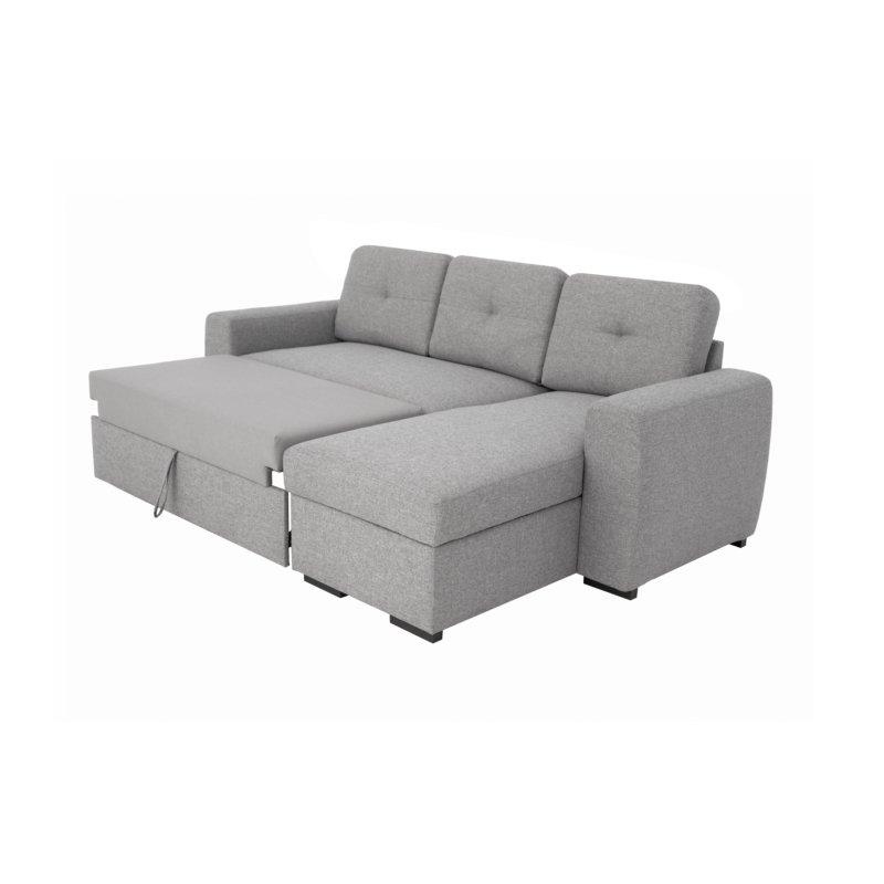 Canapé d'angle réversible convertible LIDO gris clair avec pouf et coffre de rangement_5