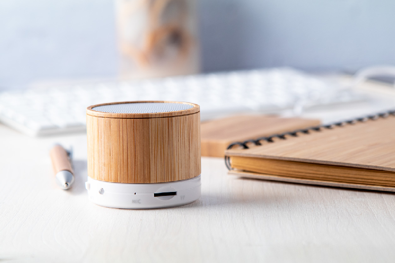 Enceinte Bluetooth en bambou - Fonction mains libres - Radio FM - Batterie rechargeable intégrée_5
