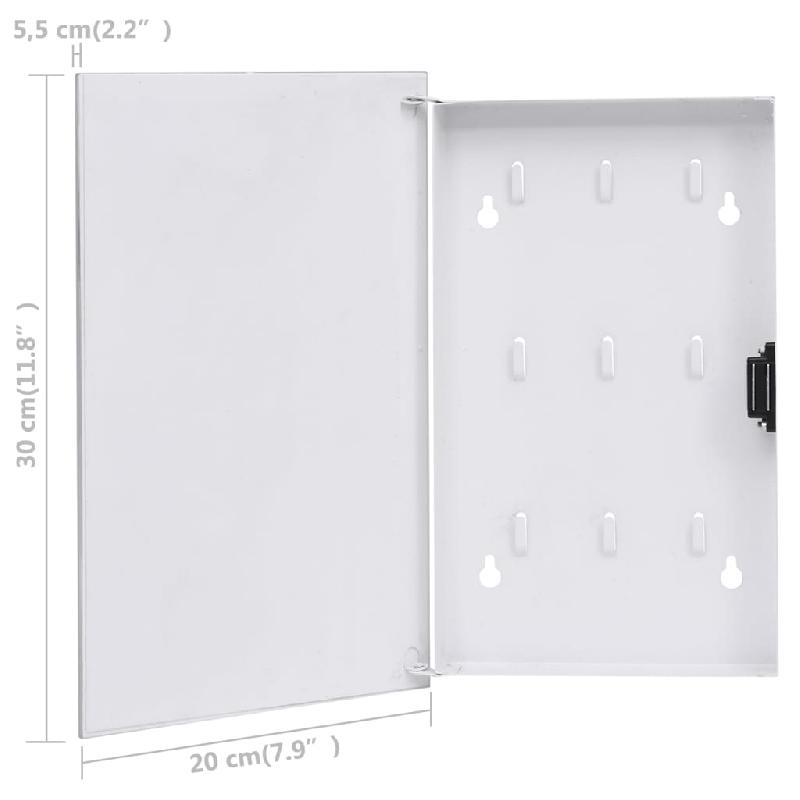 Vidaxl boîte à clés avec panneau magnétique blanc 30x20x5,5 cm 322778_5