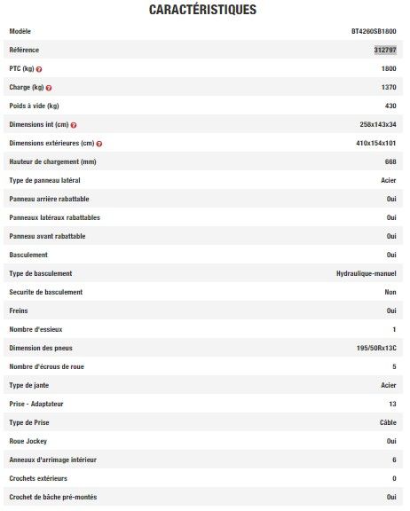 312797 - Bâche, filet et capot pour remorque Brenderup sp. z o.o. - PTC 1800 kg - Benne basculante robuste avec plancher acier et bennage hydraulique_5