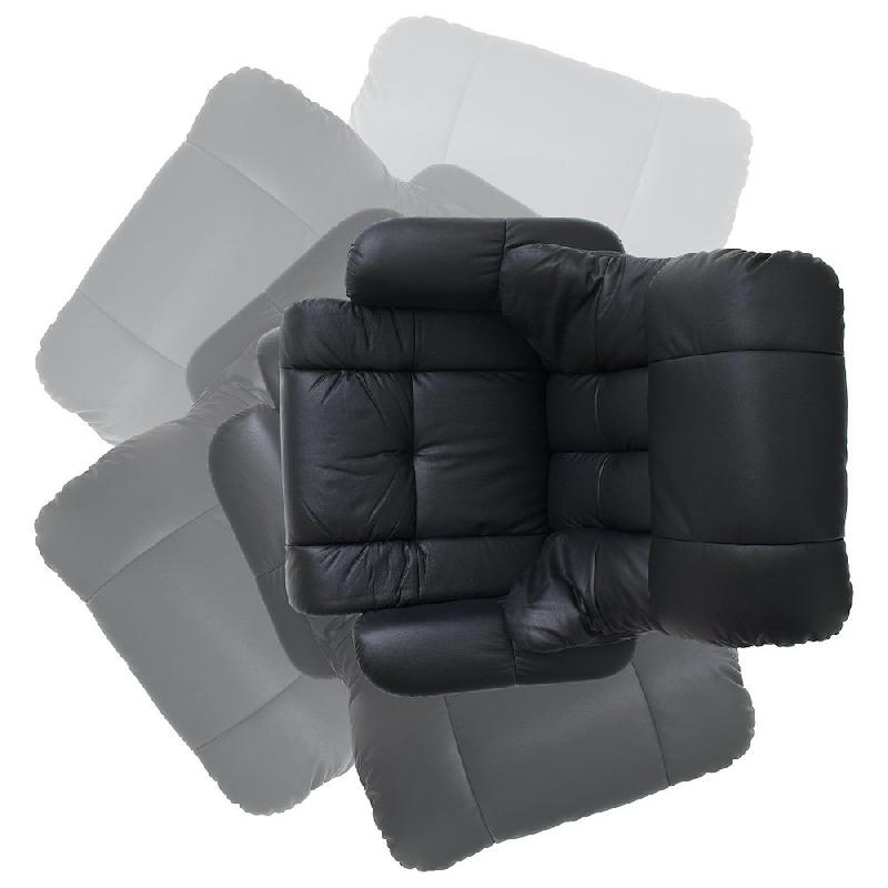 Fauteuil relax Clairac - cuir noir, pied en bois naturel avec repose-pied - inclinable 135° et pivotant 360°_5