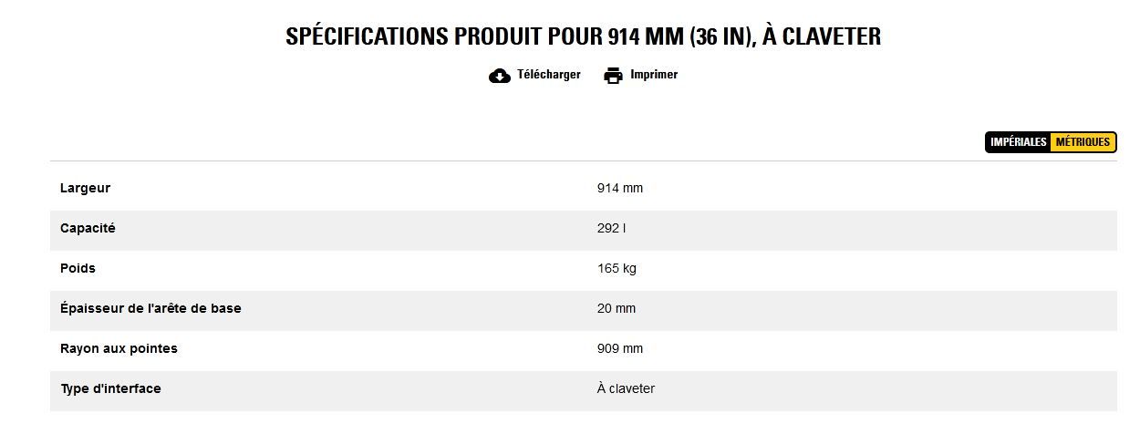 Godet d'excavation pour usage courant - caterpillar finance france - 914 mm (36 in), à claveter - poids 165 kg_5