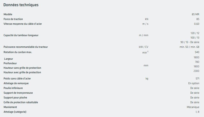 85 MR - Treuil forestier Uniforest - Force de traction 8,5 t - Réducteur intégré_5