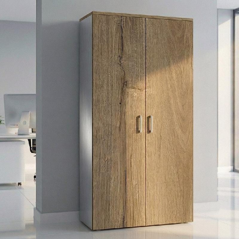 Armoire haute 197 cm avec portes battantes - Mobel Linea - 80, Chêne veiné_5
