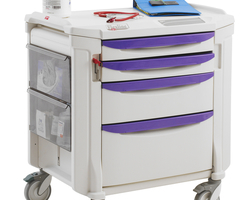 Chariot à pansements robuste en polymère antimicrobien Microban® - facile à nettoyer et à désinfecter - Flexline 131 avec tiroirs et accessoires_5