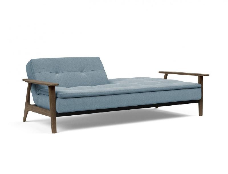 Canapé-lit design Dublexo Frej Innovation Living - convertible Soft Indigo 115x210 cm avec accoudoirs laqués noirs_5