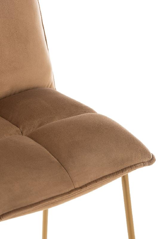 Chaise de bar RATRI - Velours marron, pieds métal en laiton - Style et confort_5