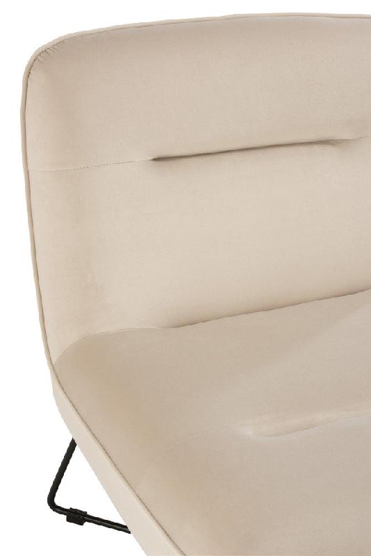 Chaise lounge SEDIA - tissu velours blanc, piétement métal plat - style nordique minimaliste_5