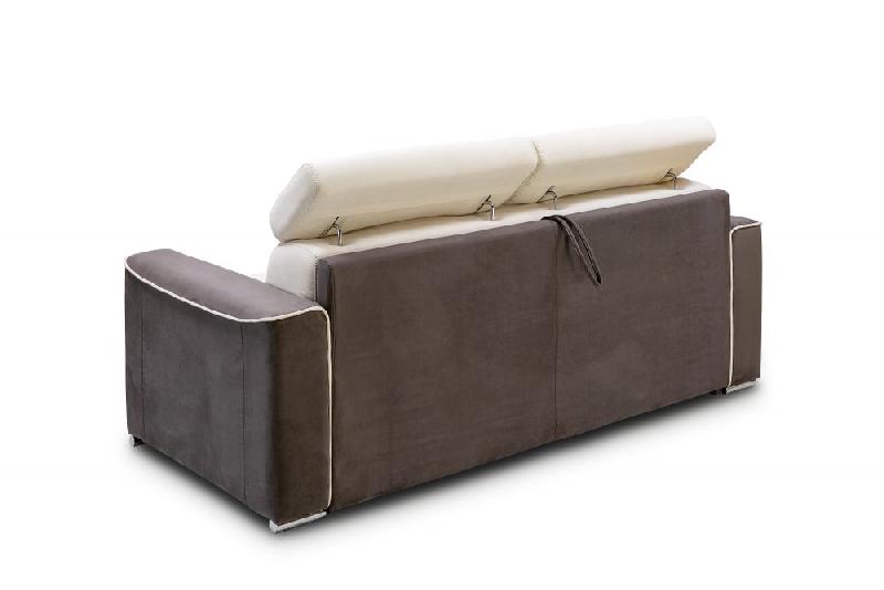 Canapé convertible Canberra - ouverture express 140x197 cm - matelas 16 cm bicolore microfibre ivoire et gris anthracite_5