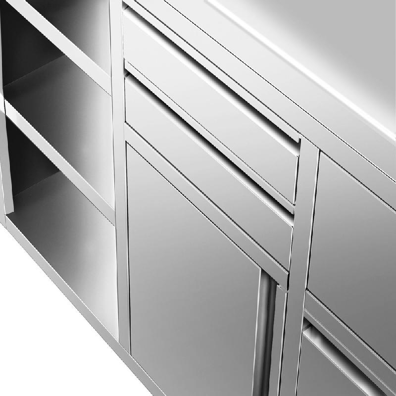 Meuble inox pour machine à café - 1200 x 600 mm - 2 tiroirs - Étagère réglable gauche_5