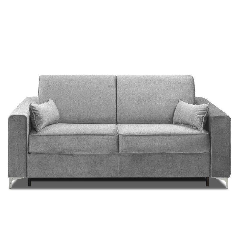 Canapé convertible express Jackson - Matelas comfort Bultex® 12cm, sommier lattes en bois - Coloris gris clair_5