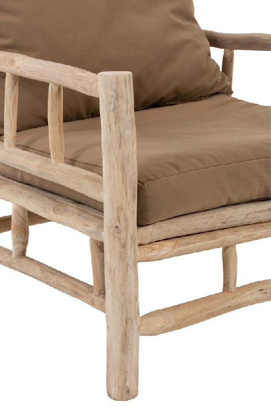 Fauteuil 3 personnes en tek naturel/marron - structure en bois de tek et coussins moelleux_5