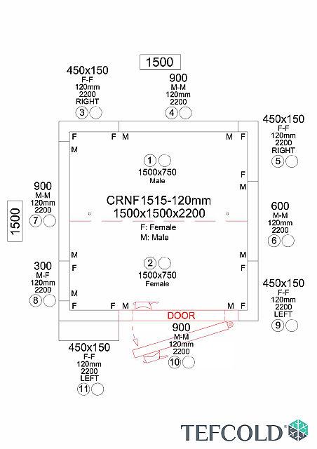 Chambre froide négative 3,11 m3 (1500 x 1500 x 2200 mm) avec monobloc de paroi_5