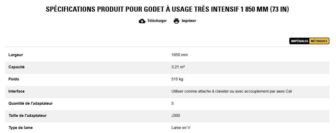 Godet d'excavation à usage très intensif - caterpillar finance france - 1 850 mm (73 in) - poids 515 kg_5