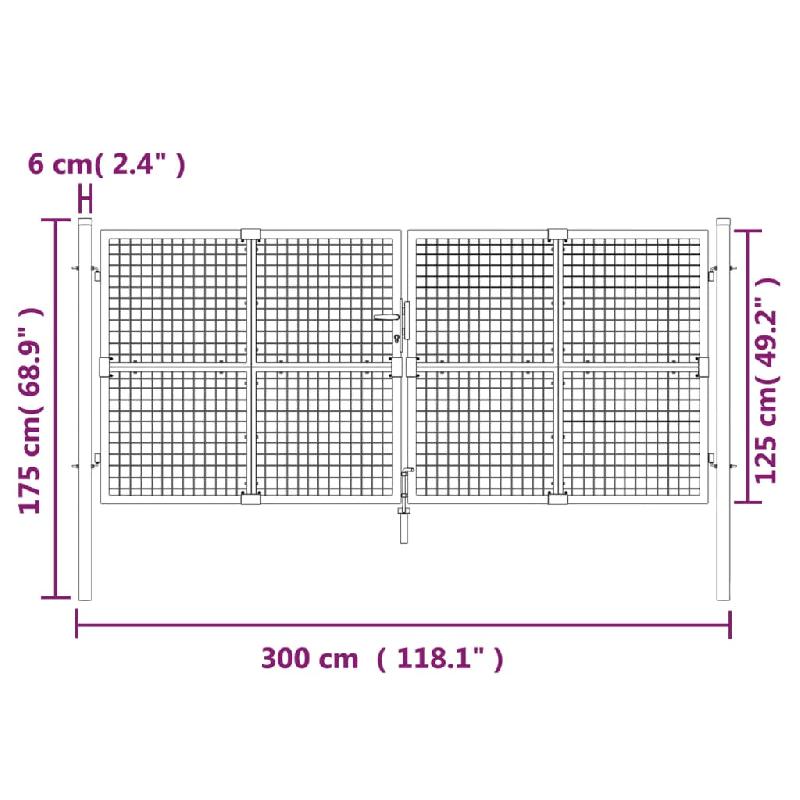 Vidaxl portal de jardin maille argenté 300x175 cm acier galvanisé 154531_5