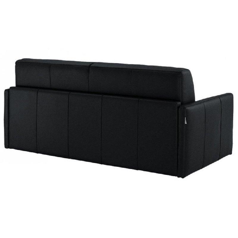 Canapé 2-3 places SUN convertible express - sommier à lattes - matelas 16 cm - revêtement polyuréthane noir_5