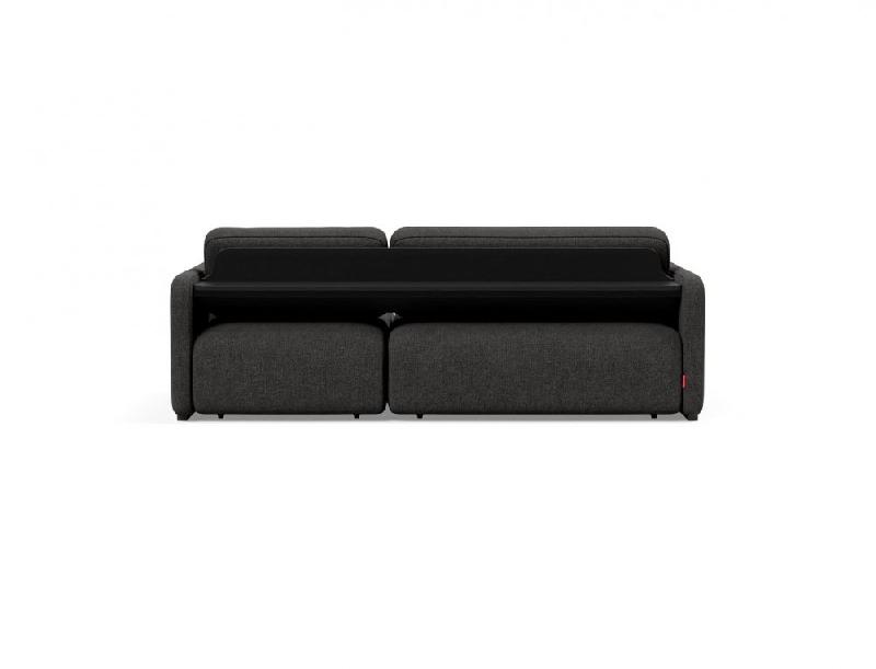Innovation Living - Canapé d'angle méridienne convertible VOGAN - Design contemporain - Tissu Kenya Dark Grey - Lit 120x200 cm avec étagère intégrée_5