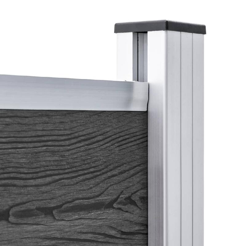 Vidaxl ensemble de panneau de clôture wpc 526x146 cm noir 3070460_5