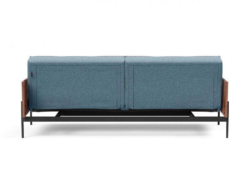 INNOVATION LIVING - Canapé-lit SPLITBACK LAUGE convertible 115x210 cm - Tissu Mixed Dance Light Blue - Accoudoirs noyer_5