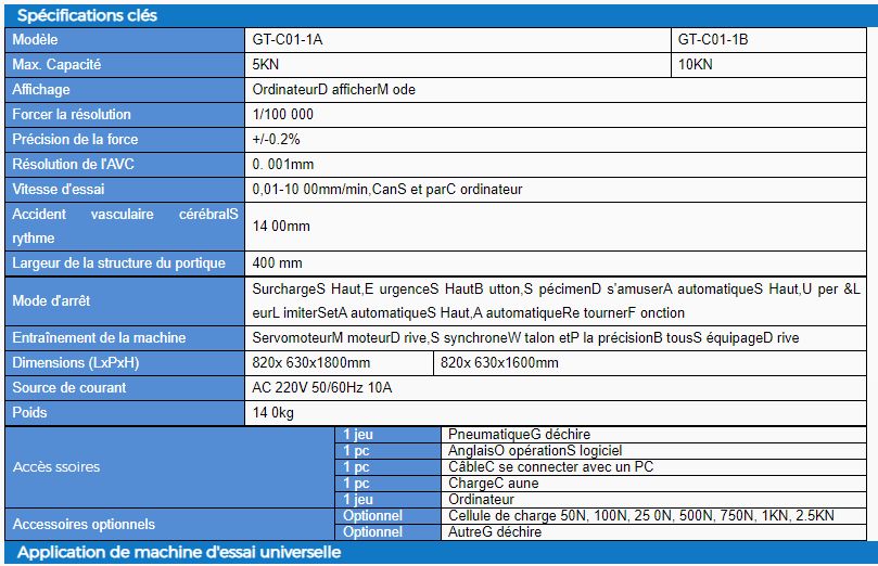 Testeur universel de résistance à la traction - Gester GT-C01-1B - poids 140 kg, double colonne_5
